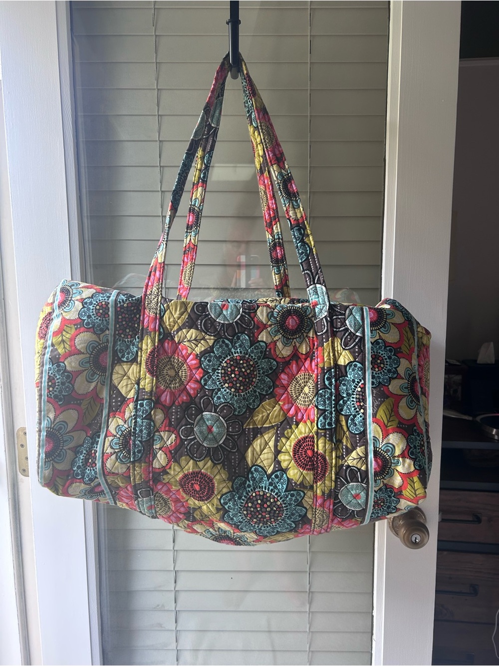 Vera Bradley Quilted Flower Shower Travel Duffle Bag.